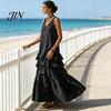 Casual Dress Women Women's Sleeveless Summer Long Tank Dress, V Neck Tiered Flowy Layered Skirt Ruffle Maxi Loose Beach Sundress Breathable