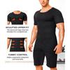 Sauna-Anzug für Herren 3 in 1 Ganzkörper-Formformer Taillentrainer Schweißshirt Kurzarm Trainings-Top mit Shorts Schlankmachender Jumpsuit Fitness-Leotard für das Fitnessstudio