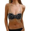 Punk Link Chain Bra Jewelry Bikini Metal Tassel Chest Body Chain Summer Beach
