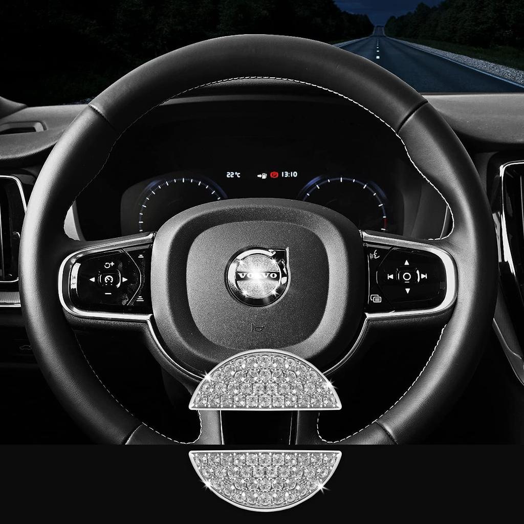 Bling Car Steering Wheel Emblem Logo Sticker Accessories Compatible with Volkswagen, Crystal DIY Diamond Interior Cover Badge Decorations
