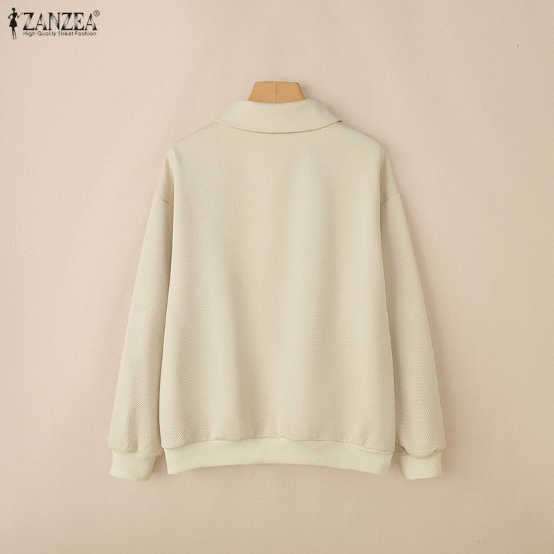 ZANZEA Women Loose Casual Long Sleeve Pullover Sweatshirts