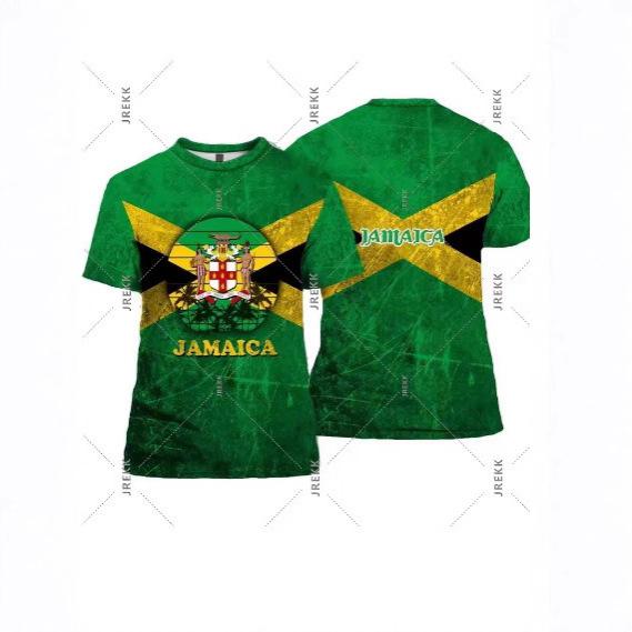 Fashion Women's T-Shirt Jamaica Lion Logo T-Shirt Men's Women's Graffiti Art Flag Short Sleeve Pride T-Shirt Fashion Summer New Street