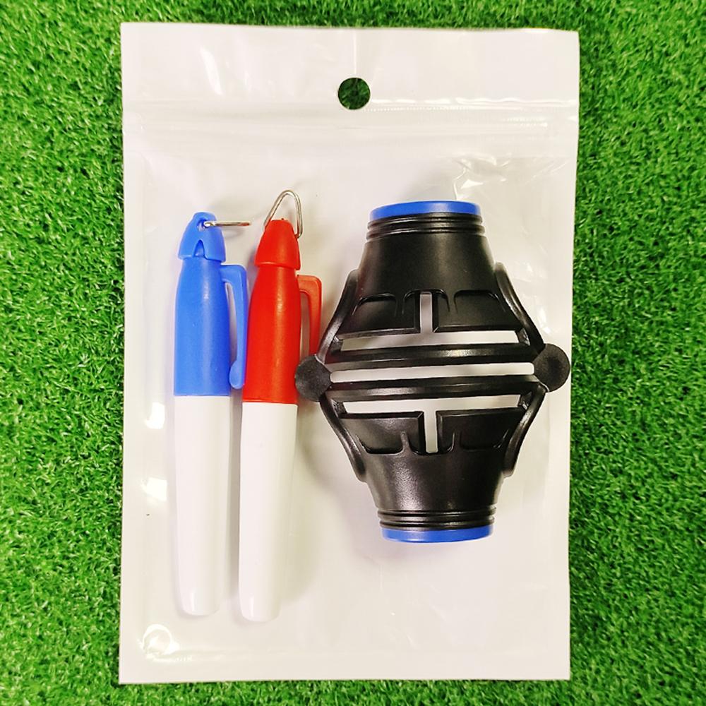 360 ° Rotating Golf Line Marker, Push Rod Aiming Golf Ball Line Marker, Three Line Marker, Ball Marker with Pen синий
