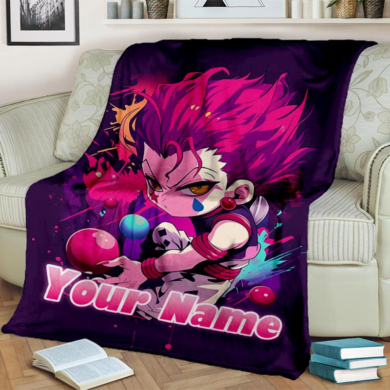 1PC Custom Name "Powerful Pink Warrior" flannel blanket versatile,all-season throw suitable for the living room,bedroom,camping,travel,and gift