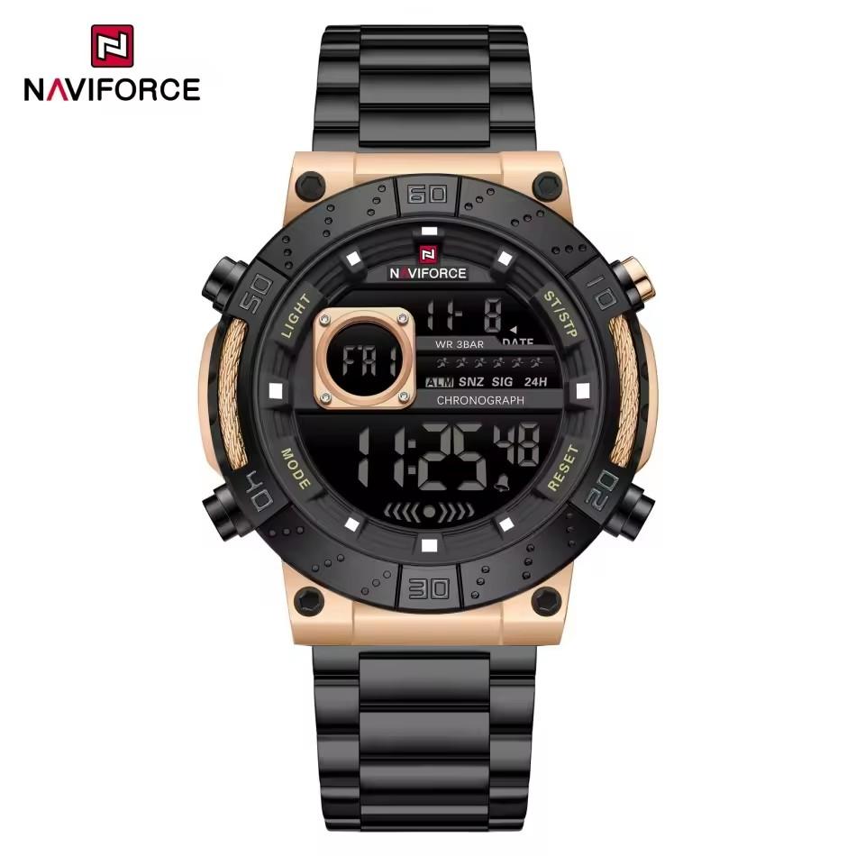 NAVIFORCE NF9241S 9241 Fashion Electronic Digital Men Watches Stainless Steel Clock Waterproof LED Wristwatch for Montre Relojes