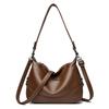 PU Leather Commuter Fashi Vintage Casual Tote Bag Maillard Stylish Crossbody Bags for Women Texture Large Capacity Temperament