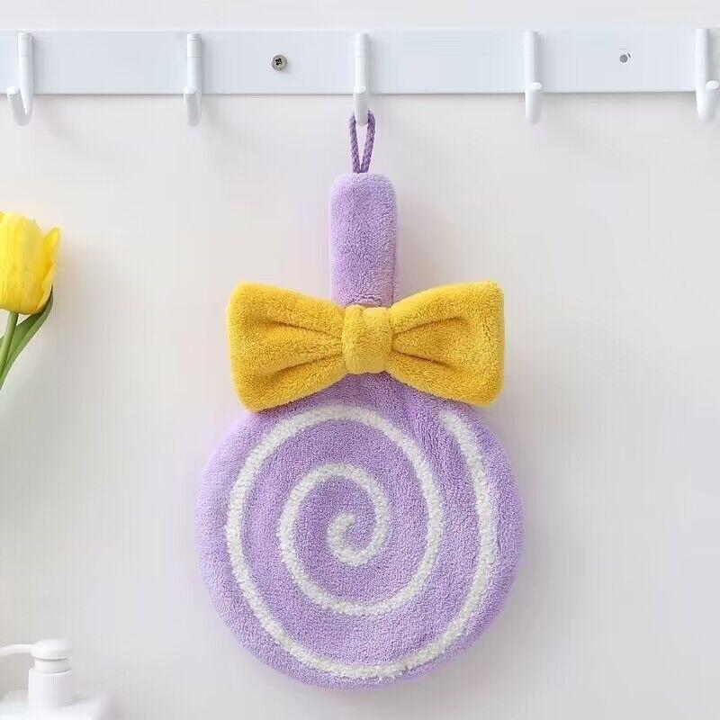 

Lollipop Hanging Hand Towel - Double Layer Thickened Absorbent Coral Fleece Towel for Kitchen & Bathroom