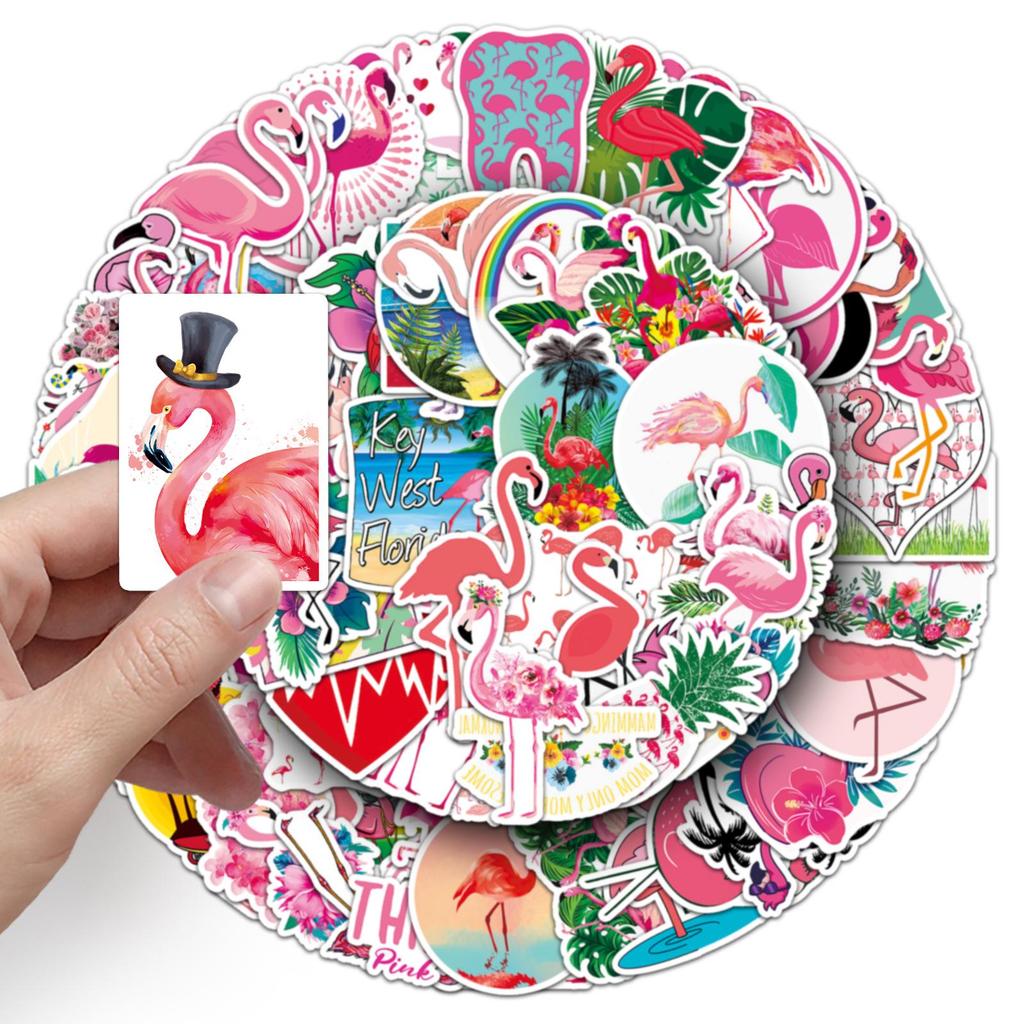 100 Unique Flamingo Graffiti Stickers: Creative DIY for Skateboards & Luggage