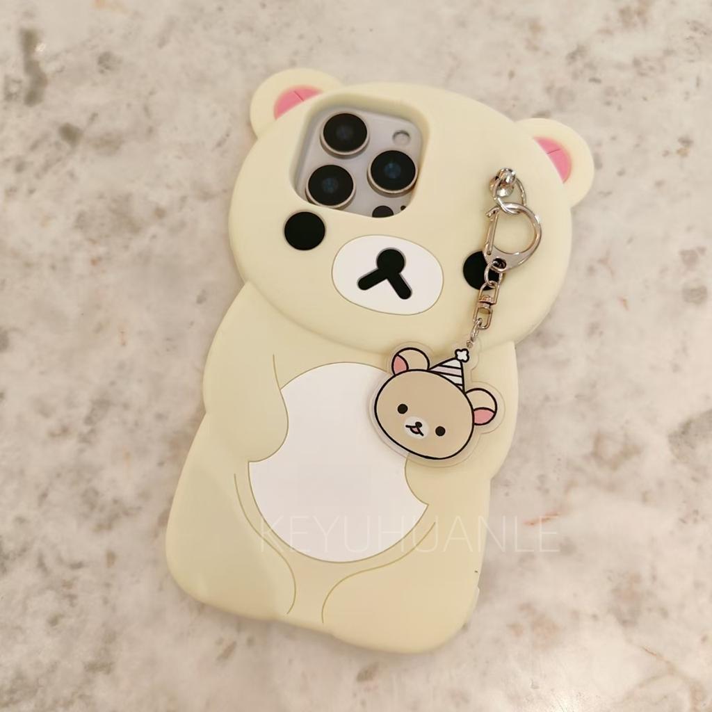 Niedliche Cartoon 3D Rilakkuma Handyhülle für iPhone 16 15 14 13 12 11 Pro X XS Max XR 6 7 8 Plus Weiche Silikonhülle