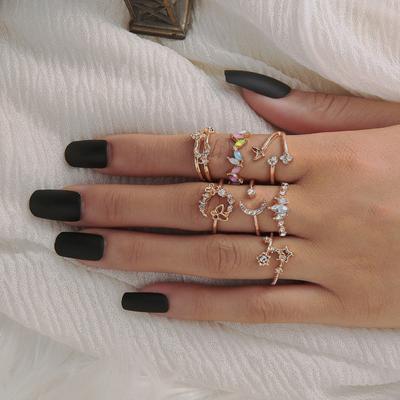 7Pcs Ladies Ring Easy Comfortable Not Break To Lightweight Butterfly Flowers Opening