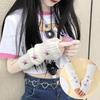 Y2k Fingerless Gloves Women Winter Warm Arm Sleeve Knitted Star Decoration Mitten Casual Long Wrist Mittens Punk Gothic Gloves