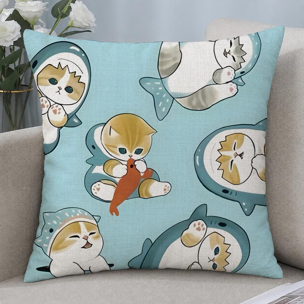 Character Mofusand Cushion Cover Cushion Covers Natural Linen Breathable Sofa Bedroom Decor Pillowcase