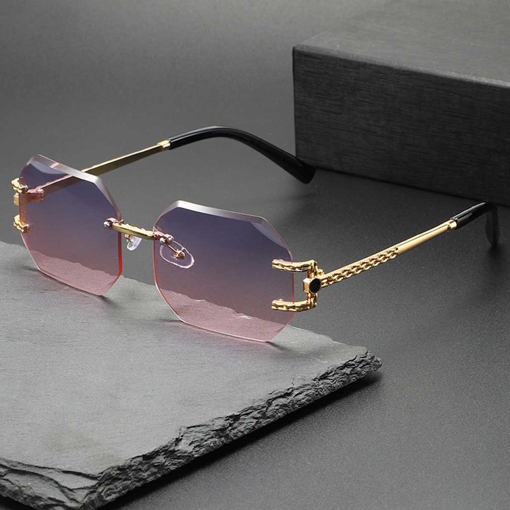 Nowe Zaawansowane Okulary Bezramkowe z Przyciętymi Krawędziami Męskie Modne Okulary z Zausznikami Okulary Damskie