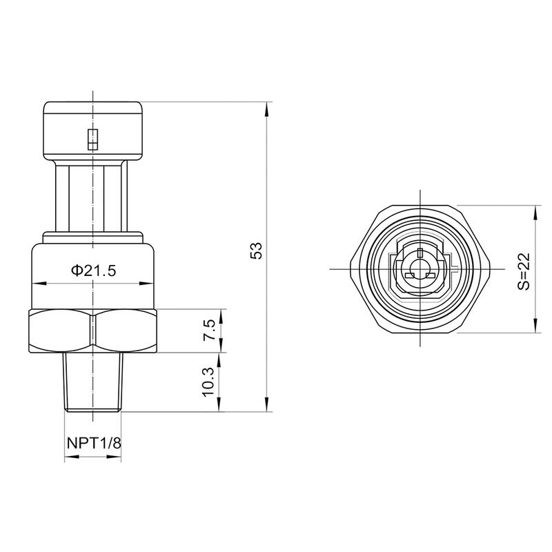 pressure sensor transducer transmitter for water oil fuel gas air 1/8NPT DC 5V ceramic sensor stainless steel 5-300psi optional