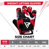 Gants d'haltérophilie - RDX Fitness - Rouge - Antidérapants - Rembourrés - Bandages poignets 50 cm