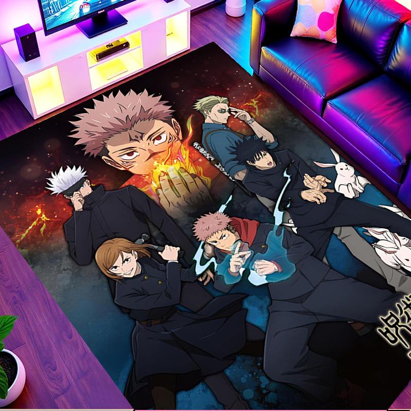 Jujutsu Kaisen Print Rug, Washable Floor Carpet, For Entryway Dorm Laundry Room Office Study, Home Decor Birthday Christmas Gift