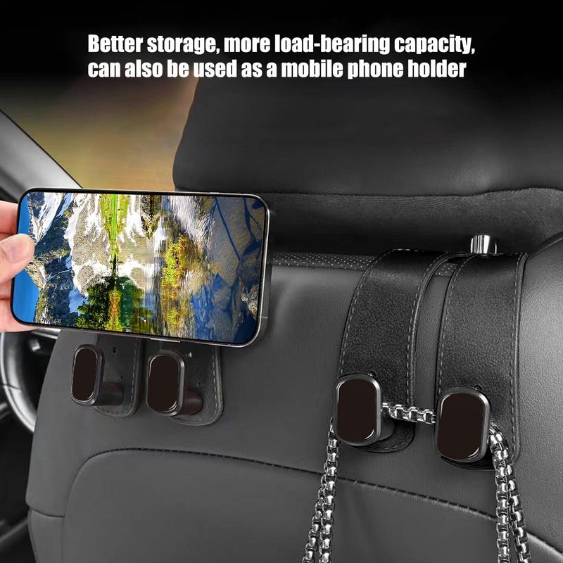 Car Seat Headrest Hooks 2 In 1 Soft Leather Car Seat Back Hook For Purse & Bag Backpack Double Hook Car Seat Hanger Accessories