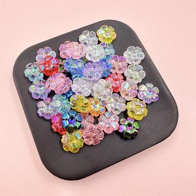 200Pcs 10mm Plum for DIY Jewelry Making Loose Beads Bracelet AB Transparent Colorful Acrylic Flower Beads Necklace
