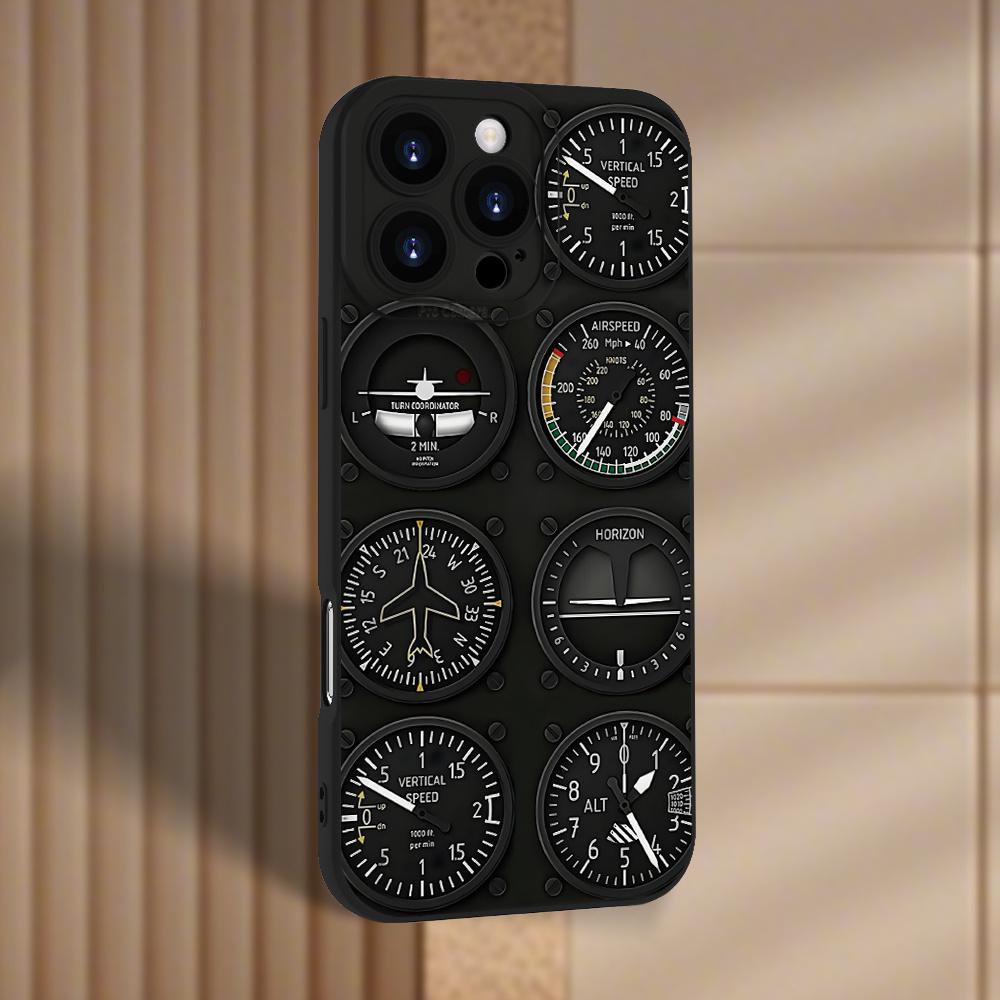 Aircraft Instrument Panel Pattern Phone Case Suitable for iPhone 17 16 15 14 13 12 11 Pro/Max/Plus Anti Drop and Shockproof