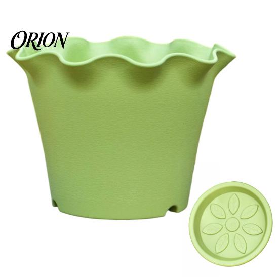Lightweight Durable Resin Pots Large Flower with Drainage Holes And Tray Saucers, Ruffled Edge Planter Elegant Ruffle Planters for Indoor Outdoor