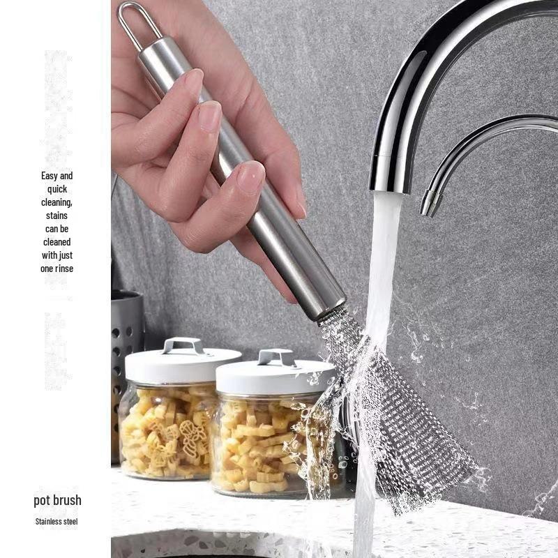 Stainless Steel Long-Handle Kitchen Pot Brush