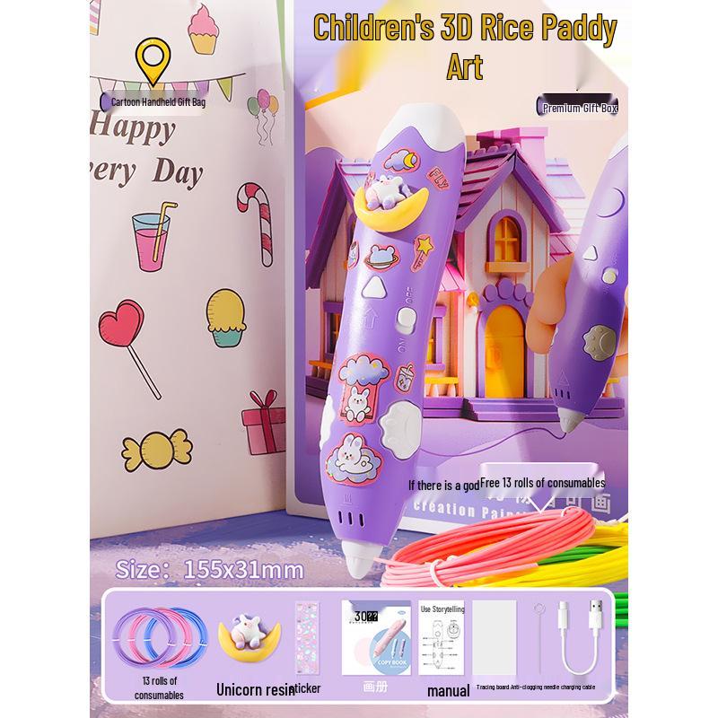 Low Temperature 3D Printing Pen for Kids - Intelligent DIY Drawing and Graffiti Toy