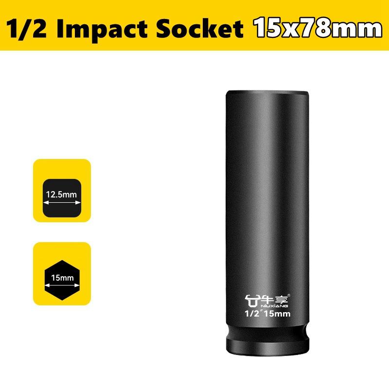 8-28mm Impact Wrench Socket Square Driver Head 1/2" Impact Socket Lengthed Adapter Wrench Head Hexagon Electrical Wrench Socket