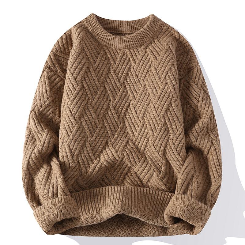 Japanese Style Round Neck Couple Sweater Plain Weave Style Casual Versatile Trendyy Men's Long-Sleeved Sweater