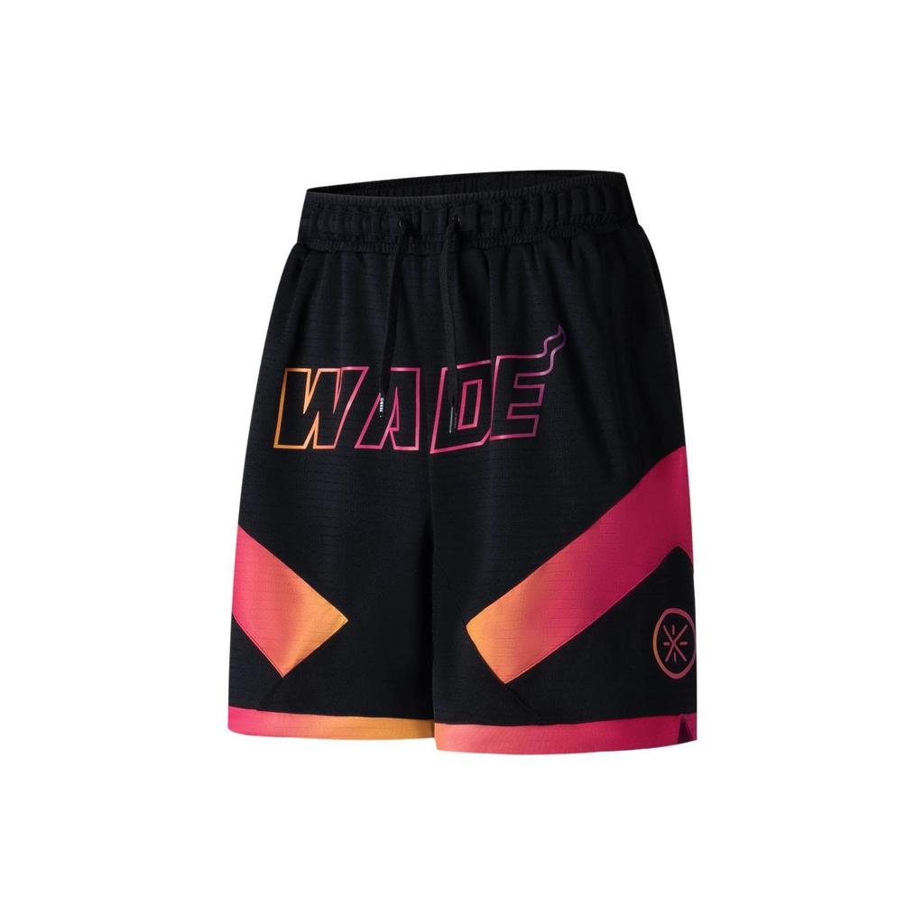 Li-Ning Wade Series Letter Print Drawstring Quick-Dry Cool Shorts Men Bottoms Black AAPT013-3