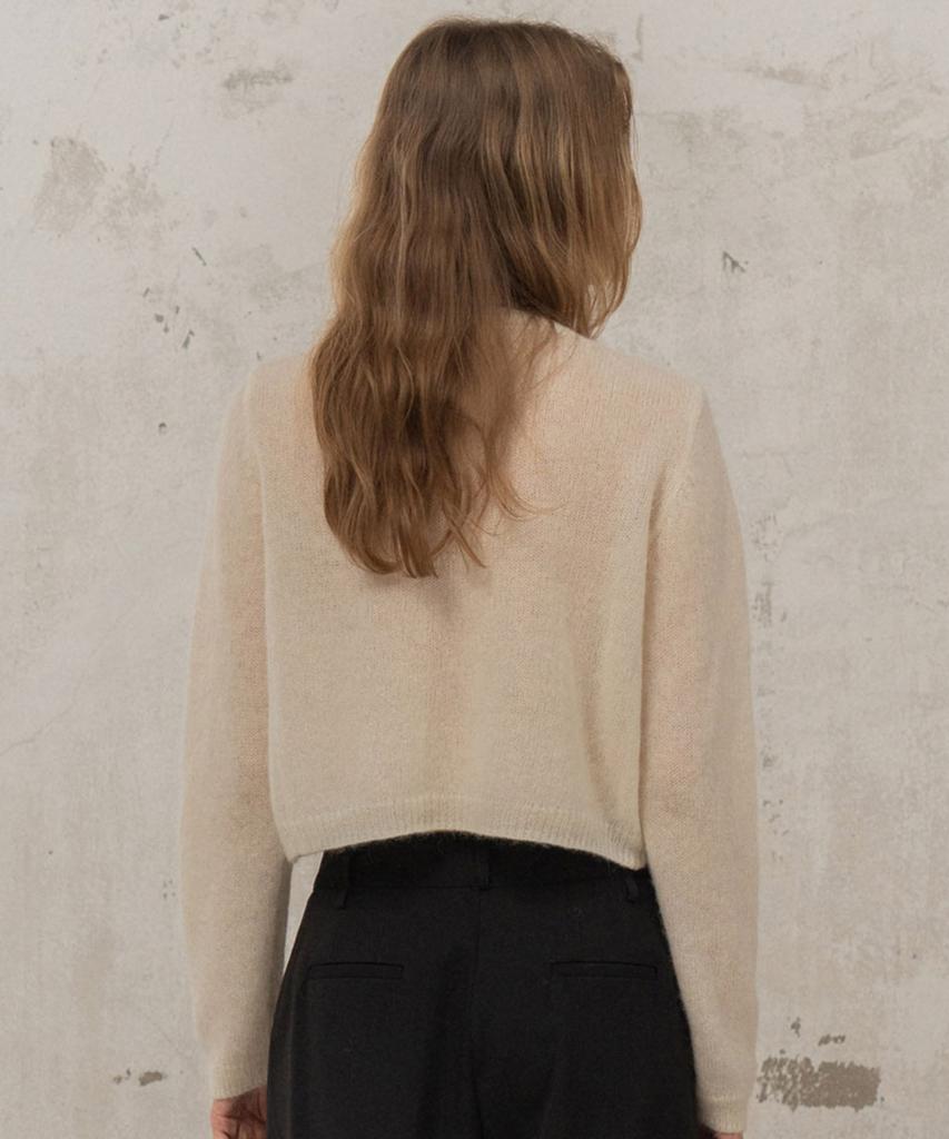 Morceau Par Morceau Mohair Round Cardigan [Ivory]