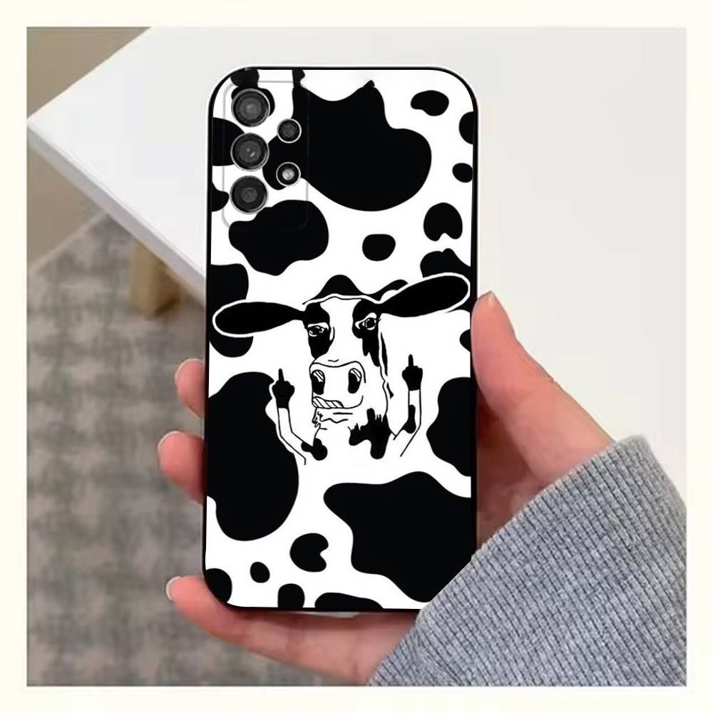 Cute Cow Print  Phone Case For Samsung S9,S10,S20,S10,S21,S25,S24,S23,Ultra,FE,Plus,Lite,Soft Silicone Black Cover