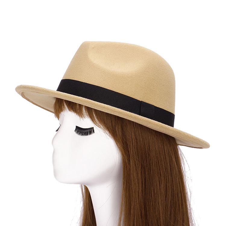 Zhen Yueqi Unisex Korean Style Jazz Fedora Hat, Wool-Blend, Wide Brim, Autumn/Winter.