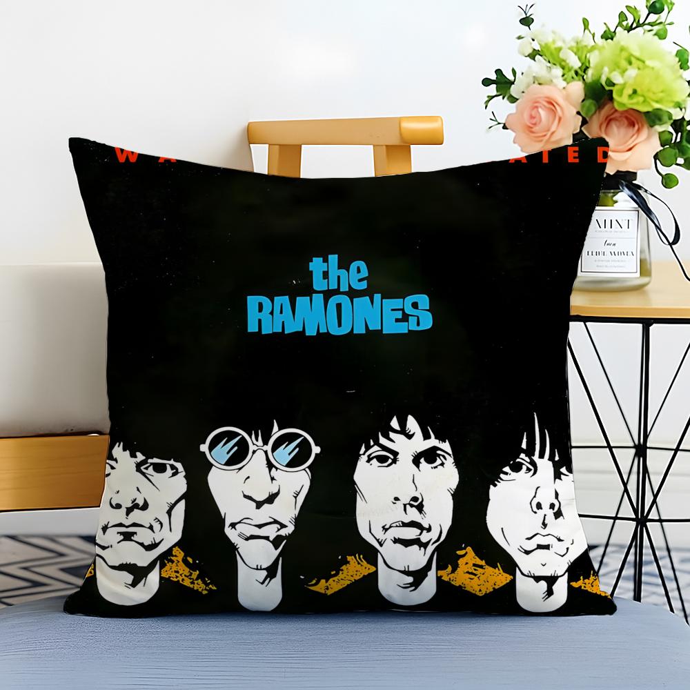 Band Punk R-Ramones Cushion Cover Washable Linen Pillowcase Soft For Sofa Bed Cozy Home Room Decor