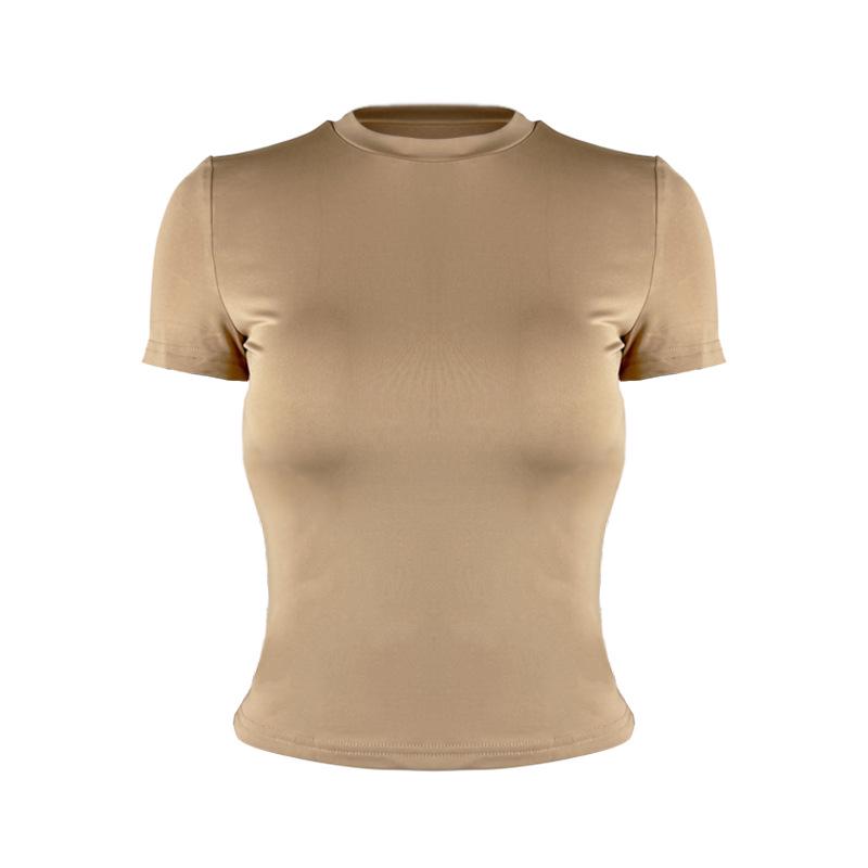 T-shirt Femme Manches Courtes Col Rond Coupe Slim Style Européen & Américain 2025 - Inspiré par les Kardashian