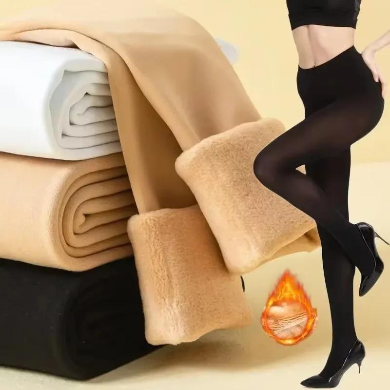 Winter Thicken Thermal Tights Stockings Women Fleece Velvet Thermo Leggings High Waist Elastic Slim Sexy Translucent Pantyhose