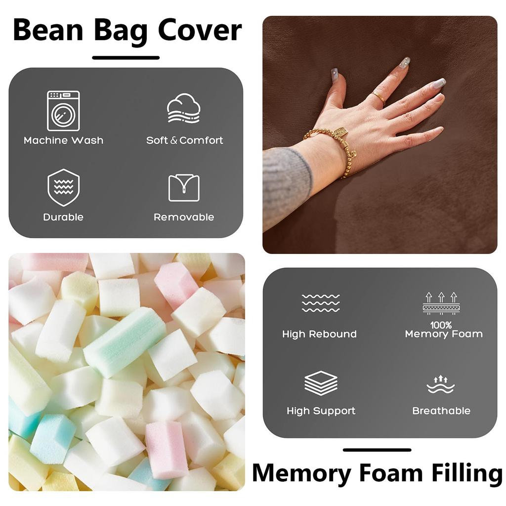 3FT Bean Bag, Bean Bag Chair, Sofa for Adults, Soft and Comfortable Reading Chair, Suitable for Bedrooms, Balconies and Other Places