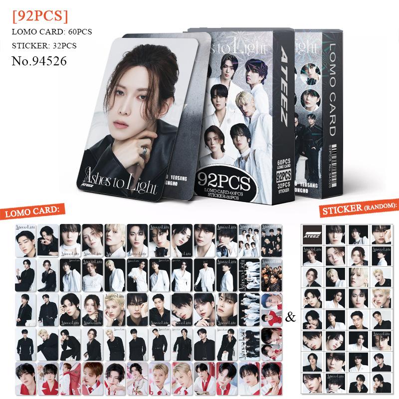 92-Piece Ateez Latest Album 'Ashes To Light' Star Stickers Lomo Card Merchandise Photo Cards, Birthday Surprise Present