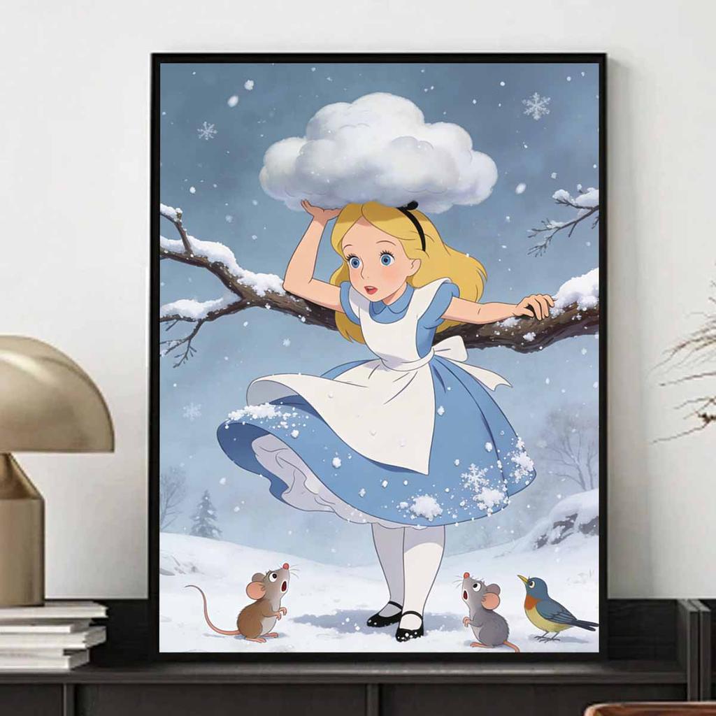 Disney Themed Diamond Painting Kit Handmade diy5D Home Decoration Gift Alice In Wonderland Winter Scene with Mouse and Bird Art