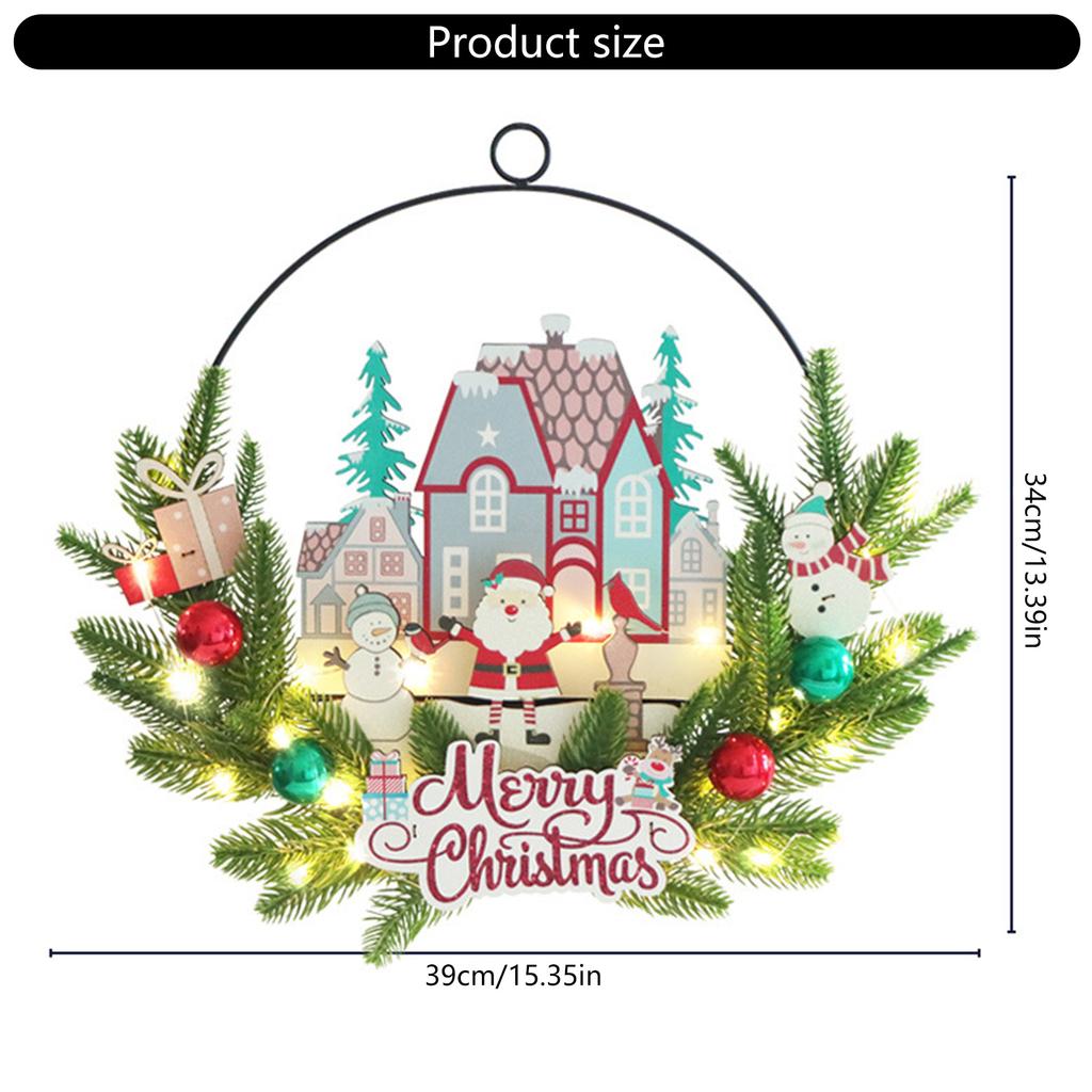 Christmas Santa Gnomes Wood Sign LED Light Up Wreath Wall Window Front Door Hanging Decoration for Festival Home Decors