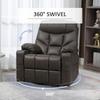 Manual Reclining Chair Recliner Armchair With Faux Leather Footrest Cup Holders 86x93x102cm Brown