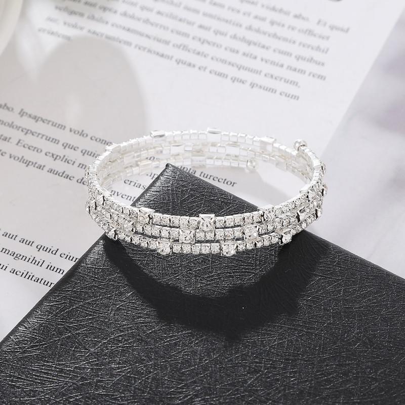 Bride full diamond multi-layer elastic bracelet multi-row cross opening winding bracelet claw diamond bracelet
