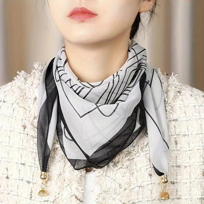 Fashion Magnetic Snap Scarf Daily Minimalist Versatile Luxury Square Neck Warmer For Neck Wrinkle Covering And Necklace