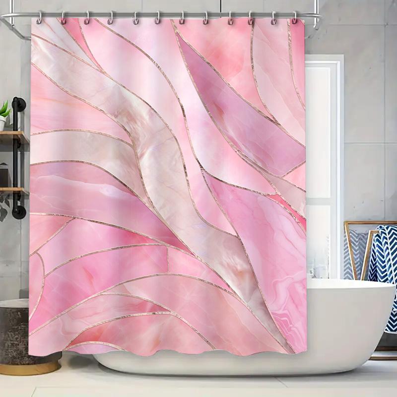 

Shower Curtain Bathroom Decor with Beautiful Floral Design Pink Roses Yellow Tulips for Home Decoration Waterproof Shower Curtai 90x180cm
