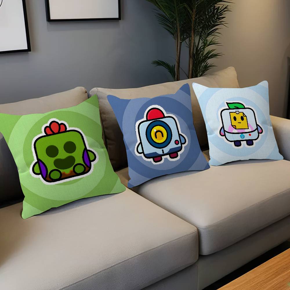 Game B-rawl Game S-Stars Pillow Covers Cartoon Sofa Decorative Home Double-sided Printing Short Plush Cute Cushion Cover