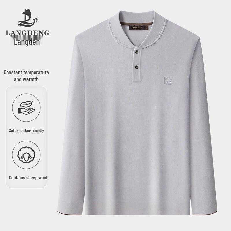 Langdeng Men s Slim Fit Warm Wool Blend Henley Knit Shirt 2XL