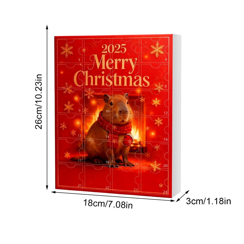 Capybara Advent Christmas 2025 2D Acrylic Decorations 24 Days Capybara Ornament Countdown Calendar for Home Living Room Family