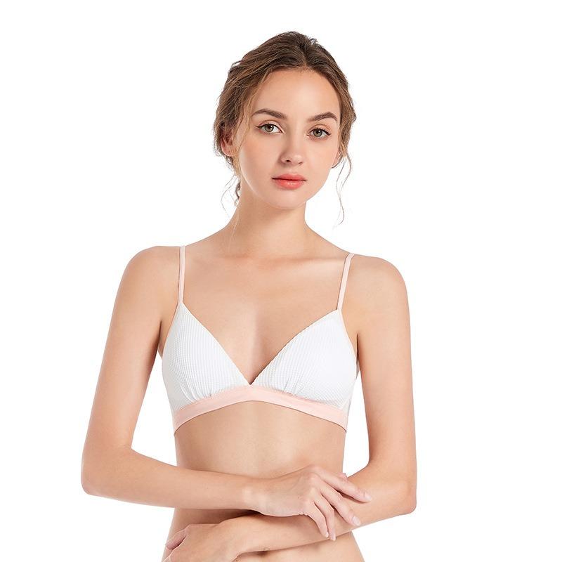 Color Matching Skin Friendly Waffle Triangle Cup Small Bra Push-up Bra No Underwire Sexy Back Buckle