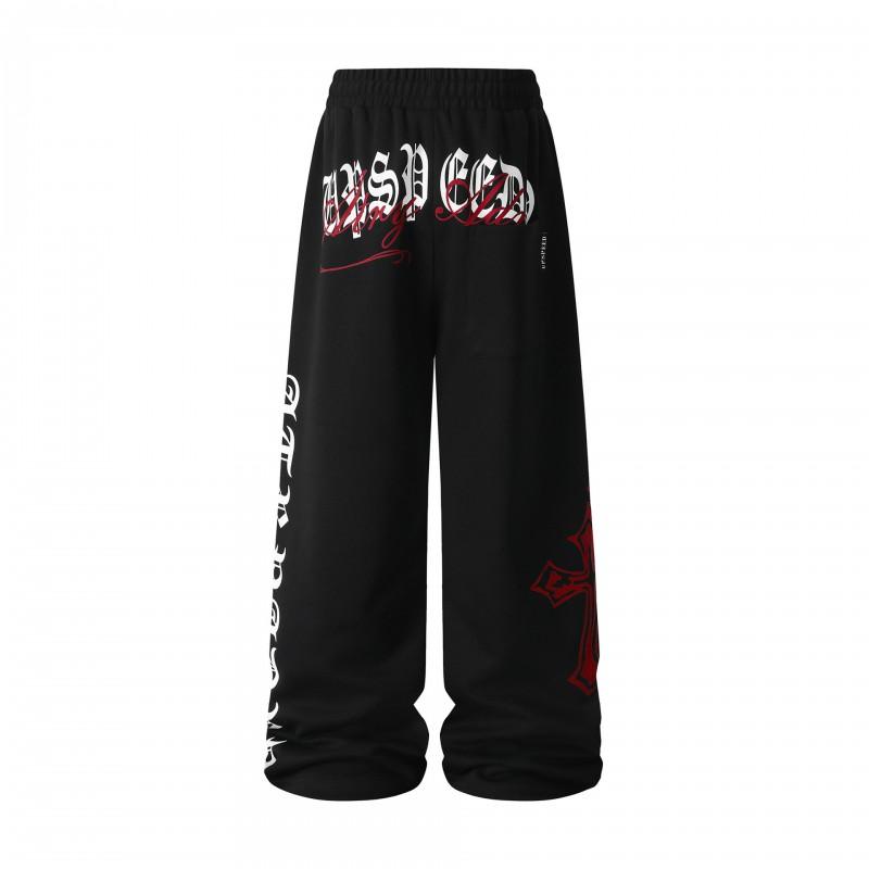 Magic Bear American Retro Cross Sweatpants Loose Straight Leg Casual Pants Teens
