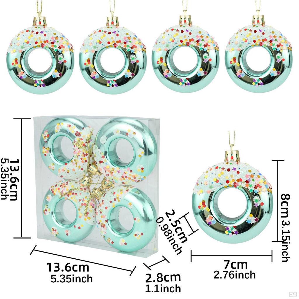 4 Donut Hanging Ornaments for Holiday Decor and Celebration In Home