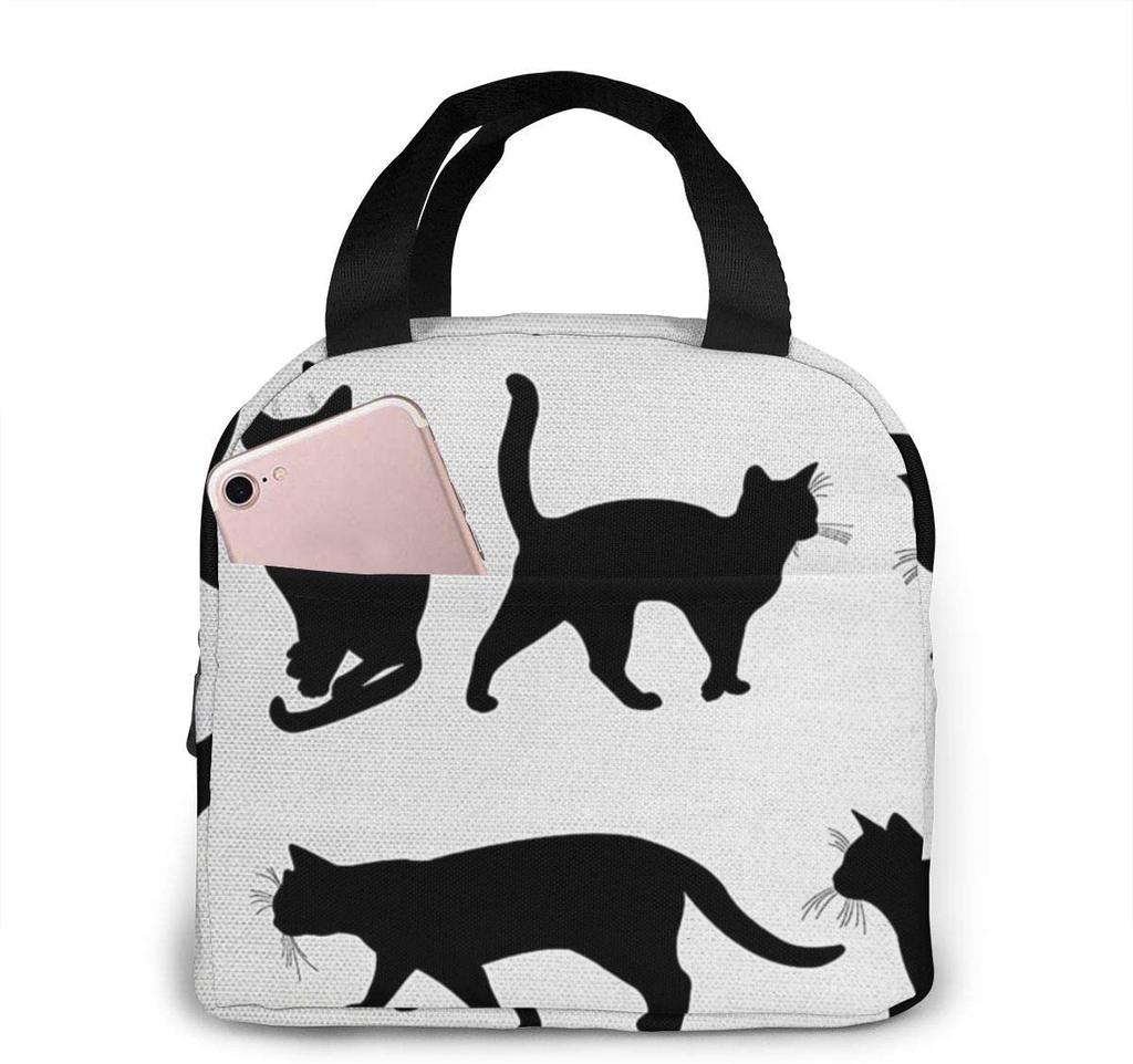 Insulated Lunch Bag Thermal Funny Cartoon Cats Tote Bags Cooler Picnic Food Lunch Box Bag For Kids Women Girls Men Children